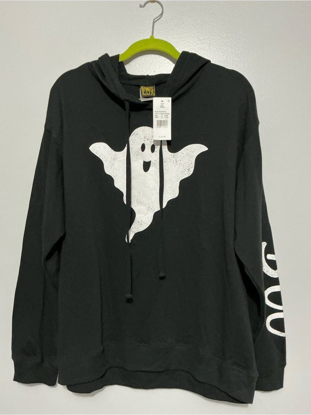 MODERN LUX Women's Black-White Ghost Graphic Hoodie sz XL NWT